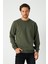 Erkek Haki Basic Bisiklet Yaka Sweatshirt 3