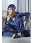 For You Moda Kadın Saten 7 li Büstiyerli Mavi Pijama Takımı S26764