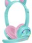 Bluetooth Kulaklık Kedi Kulak Kulaklık LED Işık Kulaklık W / Mic Mavi Pembe (Yurt Dışından) 5