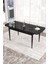 Concept Canisa Via Açılabilir Siyah Mermer Desen Mutfak Masası Takımı Masa+4 Füme Sandalye 5