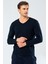 1334 Lacivert Erkek Erkek Lacivert V Yaka Uzun Kollu Sweatshirt 2