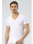 1306 Beyaz Erkek V Yaka Kısa Kollu T-Shirt 1