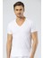 1306 Beyaz Erkek V Yaka Kısa Kollu T-Shirt 2