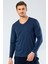 1334 Indigo Erkek Erkek Indigo V Yaka Uzun Kollu Sweatshirt 1