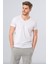 2170 Beyaz Erkek Modal V Yaka Slim Fit T-Shirt 1