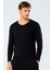 1334 Siyah Erkek Erkek Siyah V Yaka Uzun Kollu Sweatshirt 1