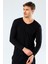 1334 Siyah Erkek Erkek Siyah V Yaka Uzun Kollu Sweatshirt 2