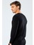 1334 Siyah Erkek Erkek Siyah V Yaka Uzun Kollu Sweatshirt 3