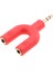 3.5mm Stereo Ses Splitter Kulaklık Kulaklık 2 Yollu Adaptör Anahtarlık Kırmızı (Yurt Dışından) 5