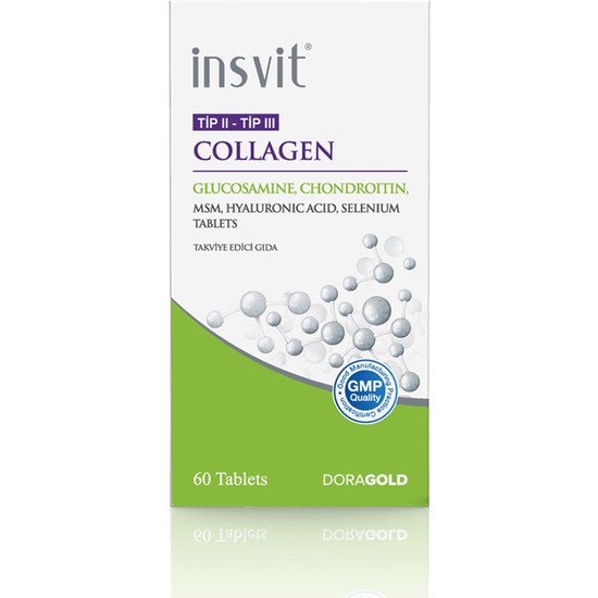 İnsvit Collagen Tip 2 Tip 3 Hyaluronic Acid Msm Kondroitin Selenyum 60 Tablet Kolajen
