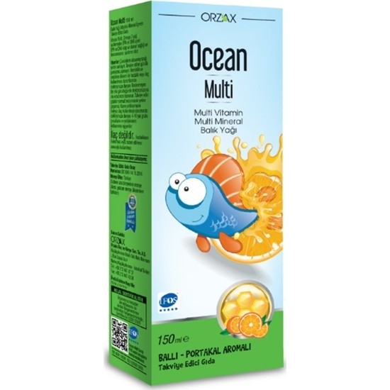 Ocean Multi Şurup Ballı Portakal Aromalı Balık Yağı 150 ML