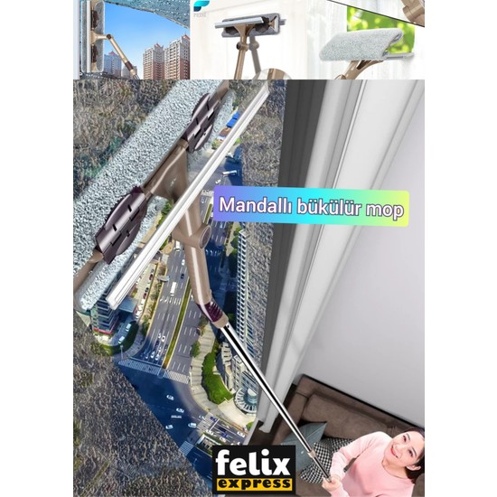 Felix Express Bükülür Cam Silme Aparatı Bükülebilir Teleskopik Camsil