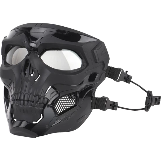Dolity Kafatası Taktik Maske Paintball Cs Tam Yüz Koruyucu Kask Goggles Siyah (Yurt Dışından)