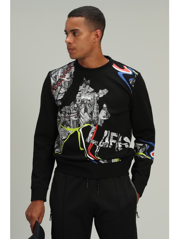 Lufian Boston Erkek Sweatshirt Siyah