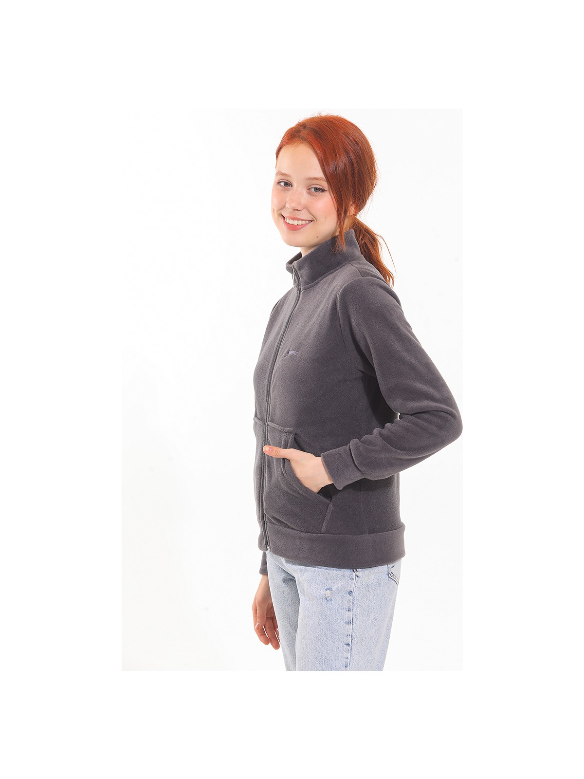 Slazenger SOUL I Kadın Koyu Gri Polar - Görsel 3