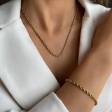 Gena Moda Gold Renk 6o cm Burgu Kolye Bileklik Takım