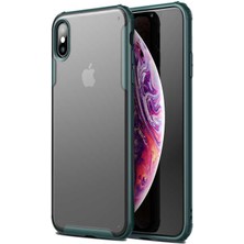 Kzy Apple iPhone Xs Kılıf Renkli Silikon Kenarlı Köşe Korumalı Private Kapak - Yeşil