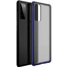 Kzy Samsung Galaxy S20 Fe Kılıf Renkli Silikon Kenarlı Köşe Korumalı Private Kapak - Lacivert