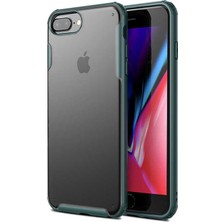 Kzy Apple iPhone 8 Plus Kılıf Renkli Silikon Kenarlı Köşe Korumalı Private Kapak - Yeşil