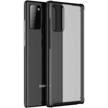 Kzy Samsung Galaxy Note 20 Kılıf Renkli Silikon Kenarlı Köşe Korumalı Private Kapak - Siyah