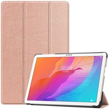 Case 4U Huawei Mate Pad T10S Kılıf Smart Cover Katlanabilir Standlı Tablet Akıllı Kapak Rose Gold