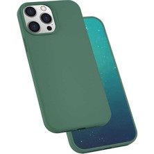 Case 4U Apple iPhone 13 Pro Max Kılıf Ultra Esnek Pürüzsüz Yüzey Silk Silikon Kapak Koyu Yeşil
