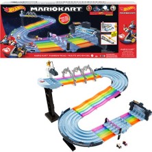 Hot Wheels Mario Kart Gökkuşağı Yolu Seti, Işıklı, Sesli, 2 Adet 1:64 Ölçekli Arabası ile 2,5 mt Uzunluğundaki Pist Seti GXX41