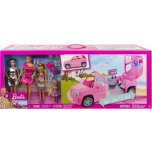 Barbie Barbie'nin Aracı ve Kız Kardeşleri Oyun Seti, 4 Bebek ve Limuzin, 10'dan Fazla Parti Aksesuarı, 3-7 Yaş GFF58