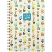 Keskin Color Neat Notes 20X28 Spiralli Defter 100 Yaprak Kareli Cactus Love Yeşil