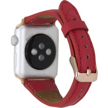 Bouletta Apple Watch Uyumlu Deri Kordon 42-44MM Slim Erc2 Kırmızı