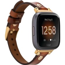 Bull Cover Bouletta Fitbit Versa 2-3 Uyumlu Deri Kordon Gold Troklu RST2EF Taba