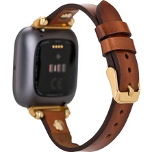 Bull Cover Bouletta Fitbit Versa 2-3 Uyumlu Deri Kordon Gold Troklu RST2EF Taba