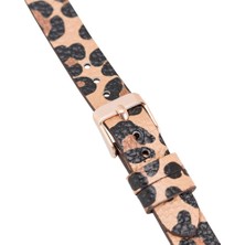 Bull Cover Bouletta Fitbit Versa 2-3 Seri Uyumlu Deri Kordon Rose Gold Troklu Leopar