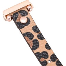 Bull Cover Bouletta Fitbit Versa 2-3 Seri Uyumlu Deri Kordon Rose Gold Troklu Leopar