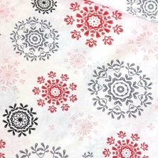 Taç Kırmızı Gri Mandala Nevresimlik Poplin Kumaş