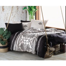 Clasy Saten Çift Kişilik Nevresim Takımı Ahiska V1 Siyah