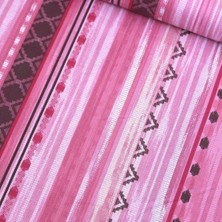 Pembe Çizgi Suluboya Nevresimlik Poplin Kumaş
