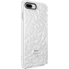 Kzy Apple iPhone 7 Plus Kapak Prizma Darbe Emici Arkası Şeffaf Silikon Kılıf - Beyaz