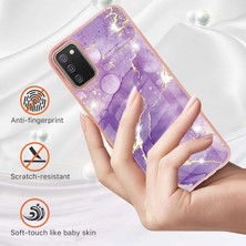 Eabhulie Samsung Galaxy A02S Için Mermer Desen Yumuşak Tpu Tampon Kılıf Kapak Mor (Yurt Dışından)