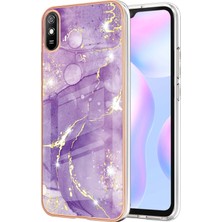 Eabhulie Xiaomi Redmi 9A Için Mermer Desen Yumuşak Tpu Tampon Kılıf Kapak Mor (Yurt Dışından)