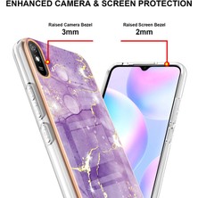 Eabhulie Xiaomi Redmi 9A Için Mermer Desen Yumuşak Tpu Tampon Kılıf Kapak Mor (Yurt Dışından)