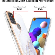 Eabhulie Samsung Galaxy A21S Için Crossbody Askı Ipi Telefon Kılıfı Silikon Mermer Desen Yumuşak Tpu Tampon Kapağı Beyaz (Yurt Dışından)