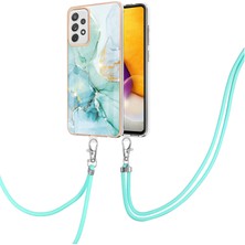 Eabhulie Samsung Galaxy A72 Için Crossbody Askı Ipi Telefon Kılıfı Silikon Mermer Desen Yumuşak Tpu Tampon Kapağı Turkuaz (Yurt Dışından)