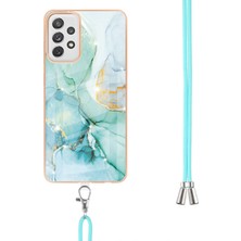 Eabhulie Samsung Galaxy A72 Için Crossbody Askı Ipi Telefon Kılıfı Silikon Mermer Desen Yumuşak Tpu Tampon Kapağı Turkuaz (Yurt Dışından)