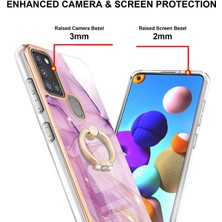 Eabhulie Samsung Galaxy A21S Için Mermer Desen Yumuşak Tpu Tampon Halka Tutucu Stand Kılıf Kapağı Pembe (Yurt Dışından)