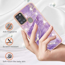 Eabhulie Samsung Galaxy A21S Için Mermer Desen Yumuşak Tpu Tampon Kılıf Kapak Mor (Yurt Dışından)