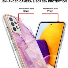 Eabhulie Samsung Galaxy A72 Için Mermer Desen Yumuşak Tpu Tampon Kılıf Kapak Pembe (Yurt Dışından)