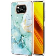 Eabhulie Xiaomi Poco X3 Için Mermer Desen Yumuşak Tpu Tampon Kılıf Kapak Turkuaz (Yurt Dışından)