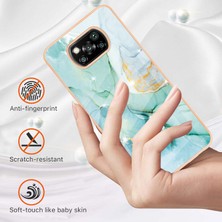 Eabhulie Xiaomi Poco X3 Için Mermer Desen Yumuşak Tpu Tampon Kılıf Kapak Turkuaz (Yurt Dışından)