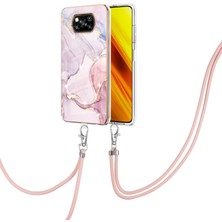 Eabhulie Xiaomi Poco X3 Için Crossbody Askı Ipi Telefon Kılıfı Silikon Mermer Desen Yumuşak Tpu Tampon Kapağı Rose Gold (Yurt Dışından)